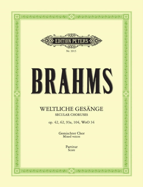 Book cover of: 35 Secular Choruses (Weltliche Gesange op. 42, 62, 93a, 104, WoO 34)