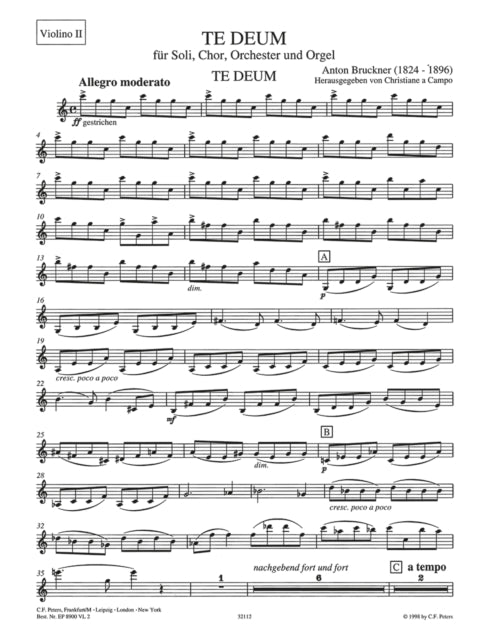Book cover of: Te Deum (Violin 2 Part)