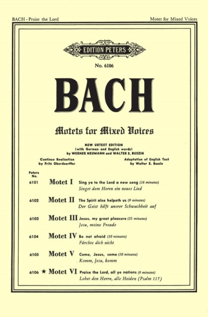 Book cover of: Motet No. 6 BWV 230 Lobet den Herrn, alle Heiden (Praise the Lord, all ye Nations