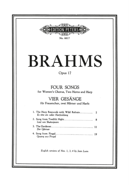 Book cover of: 4 Choruses Op.17